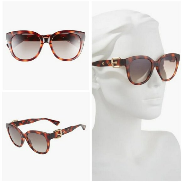 💕MOSCHINO💕 54mm Cat Eye Buckle Sunglasses ~ Havana - Picture 1 of 4